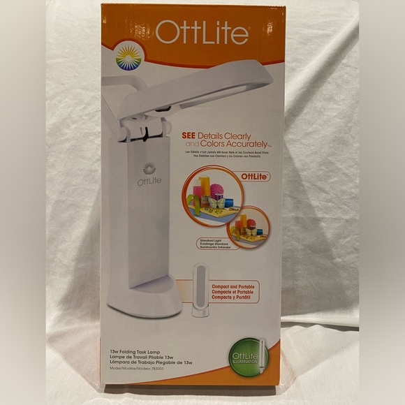 NIB OttLite Folding Task Lamp. White. Compact, Portable and Adjustable. - Picture 1 of 9